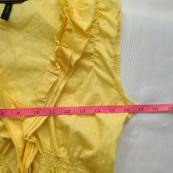 🌷  BCBGMaxazria Yellow Ruffle Top Ruched - Picture 10 of 12